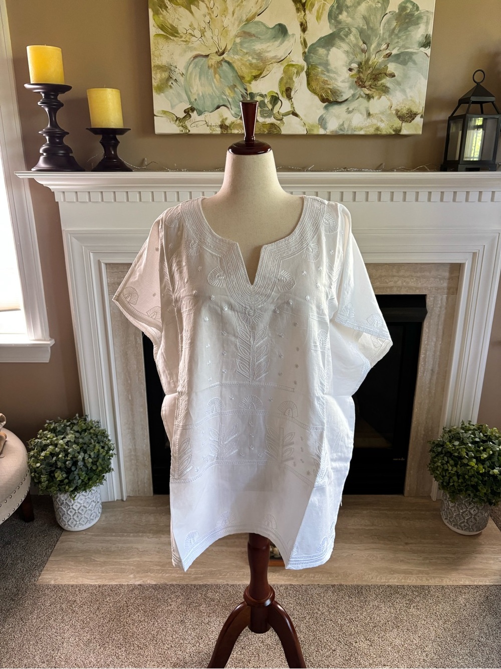*NEW* Chico’s Embroidered Floral Poncho - Alabaster - Size L/XL